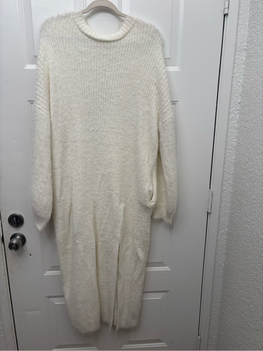 Cozy Cream Ribbed Long Sleeve Sweater Dress S-L